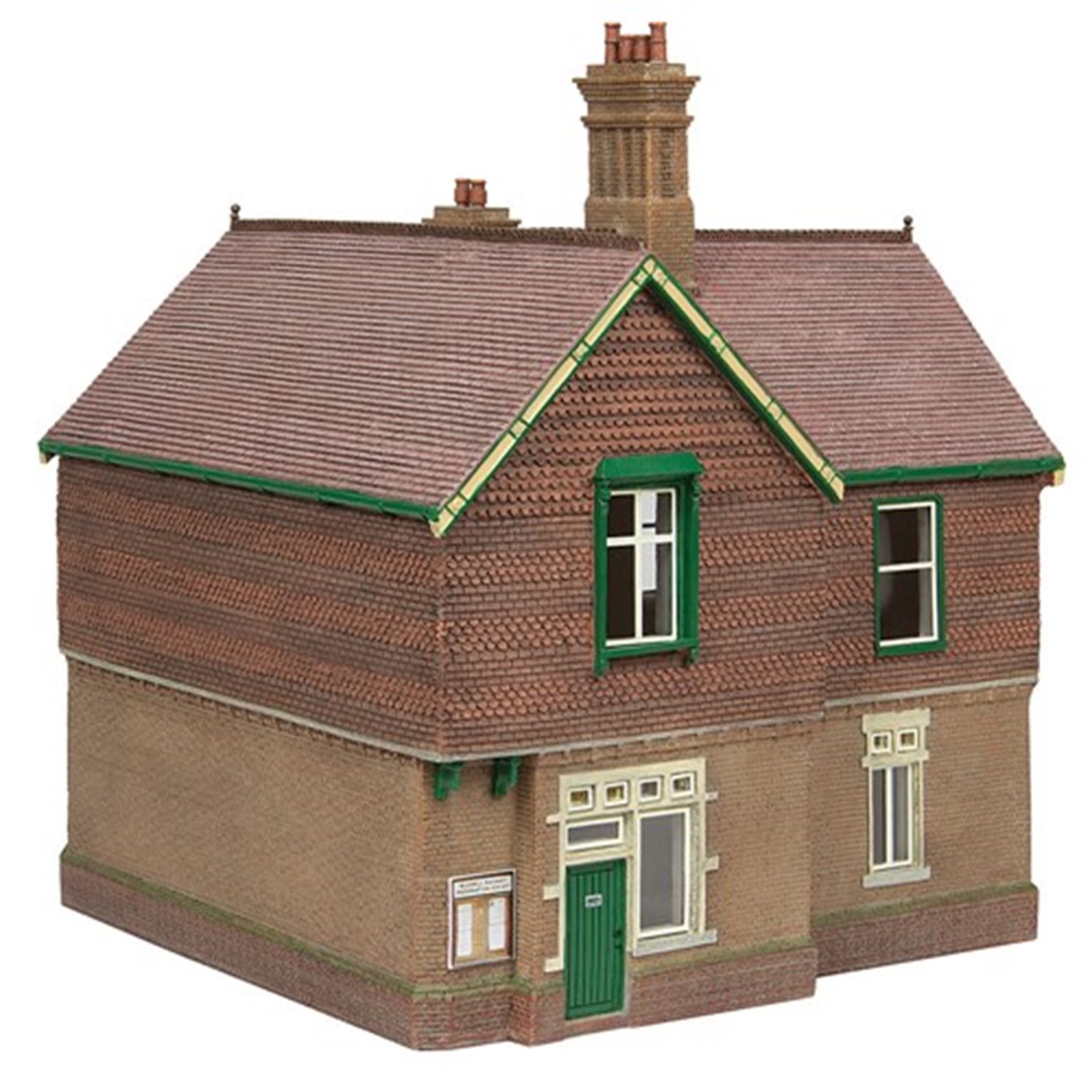 44-090G Scenecraft OO Gauge Bluebell Waiting Room and Toilet Green and Cream 