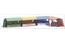 Busch 1824 OO Scale Market Stalls Kit (Pack of 4)