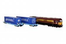 dapol-2d-007-011-class-66-66002-ews-db-brand-with-6-megafrets-and-6-x-45foot-russell-containers