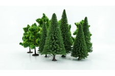 10 x SLIM GREEN RED MODEL FIR TREES 6 cm SCENERY FOR MODEL RAILWAY N Z SCALE 