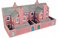 Metcalfe PO276 Low Relief Red Brick Terraced House Backs OO Gauge Card Kit