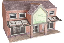 OO / HO scale self assembly card kit of a modern retail unit