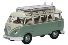 Oxford Diecast 76VWS005 VW T1 Samba Bus Surfboards Turquoise Blue White