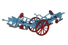 Oxford Diecast 76PL001 Fowler Plough Blue Red
