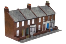 SuperQuick SQC060 Four Redbrick Terrace Fronts Low Relief OO Scale Card Kit