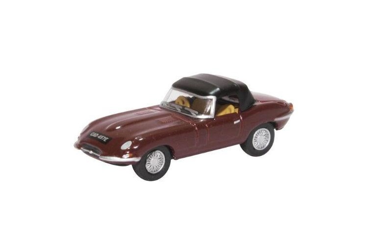Oxford Diecast 76ETYP012 Jaguar E Type Soft Top Imperial Maroon
