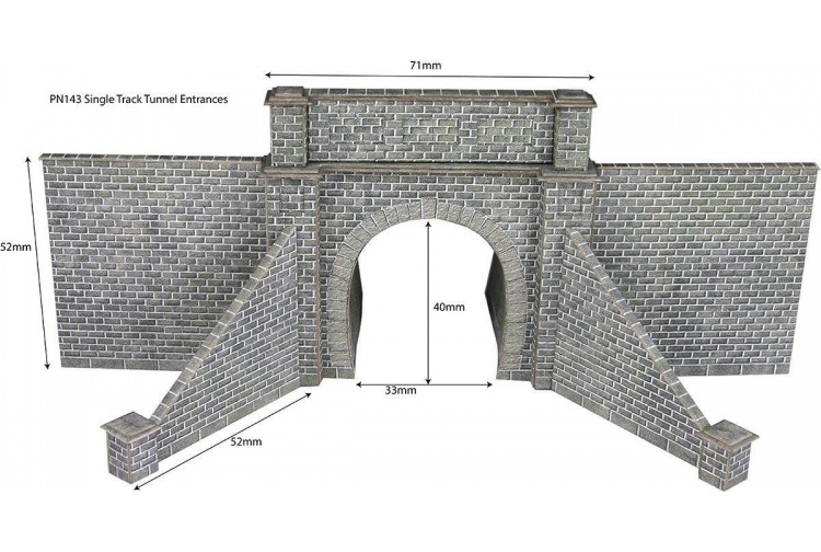 Metcalfe PN143 Tunnel Entrances Single Track N Gauge Card Kit dimensions