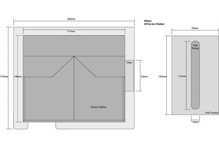 Metcalfe PO281 Service Station OO Gauge Card Kit plan