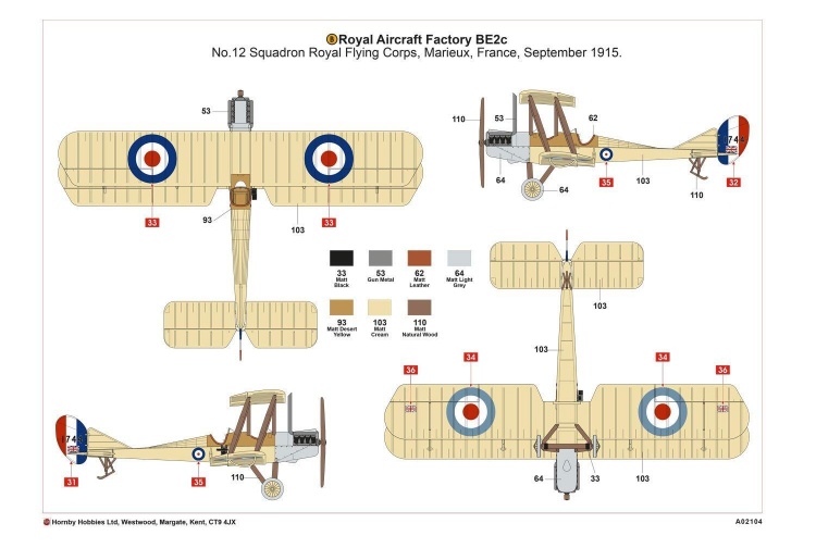 airfix a02104 royal aircraft factory be2c scout plan view2