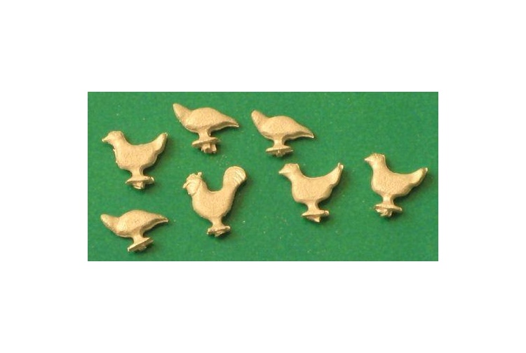 Springside A1 Unpainted OO Scale Whitemetal Chickens (Flock of 7)