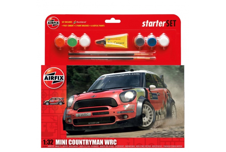 Airfix A55304 Mini Countryman WRC Starter Set 1:32 Scale Model Plastic Car Kit