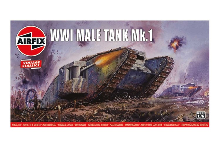 Airfix A01315V WWI Male Tank Mk.I 1:76 Scale Plastic Kit box