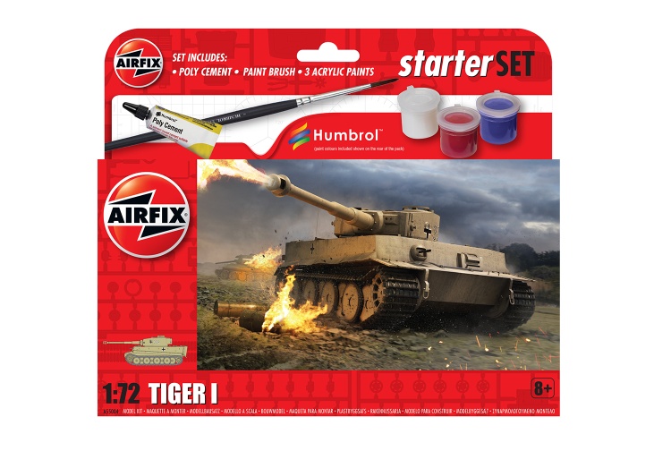 Airfix A55004 Tiger 1 1:72 Scale Model Tank Kit Starter Set 