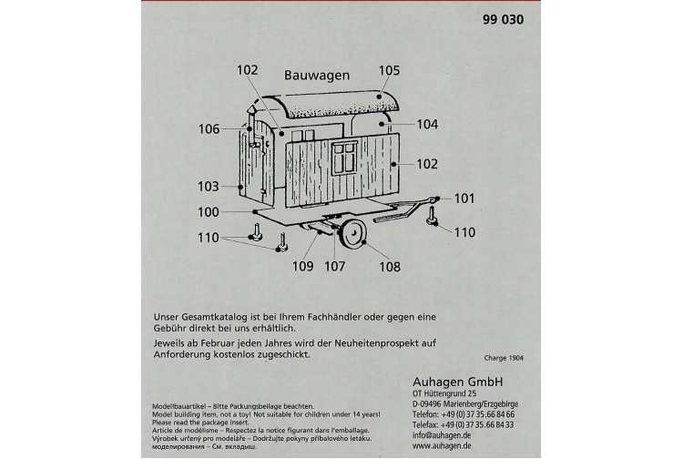 Auhagen 99030B Plastic Kit assembly diagram