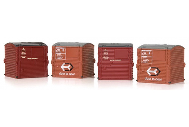 Bachmann 36-071 Type A Small Containers BR Bauxite & BR Crimson (4)