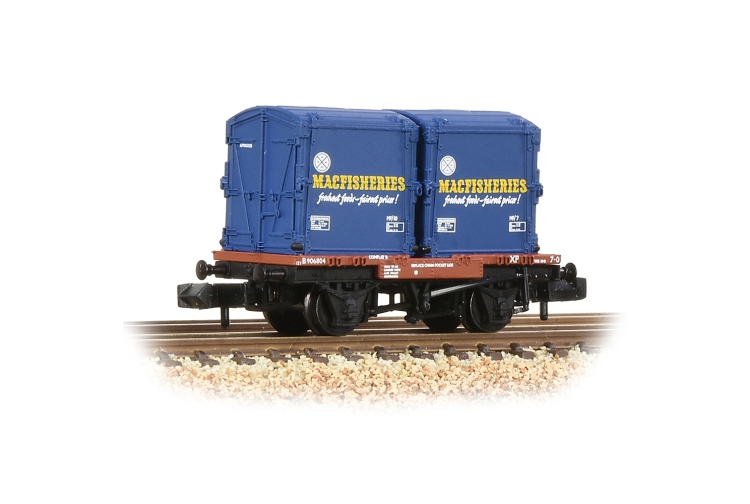 bachmann-graham-farish-377-342-conflat-wagon-br-bauxite-early-with-2-mac-fisheries-af-containers