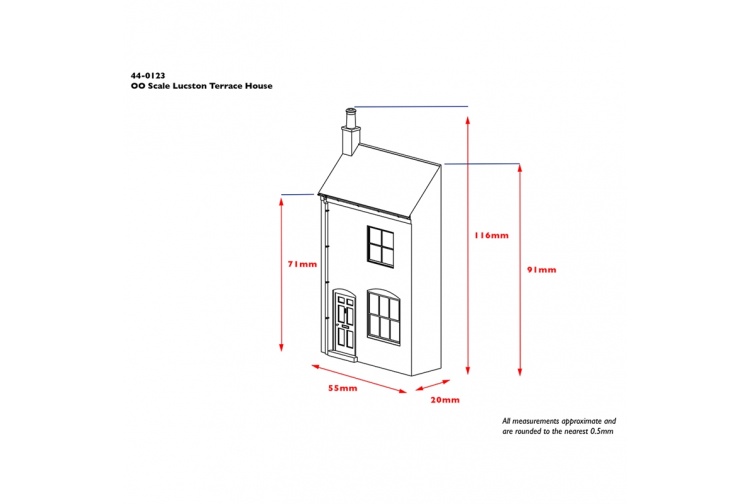 Bachmann Scenecraft 44-0123 Low Relief White Lucston Terrace House Dimensions
