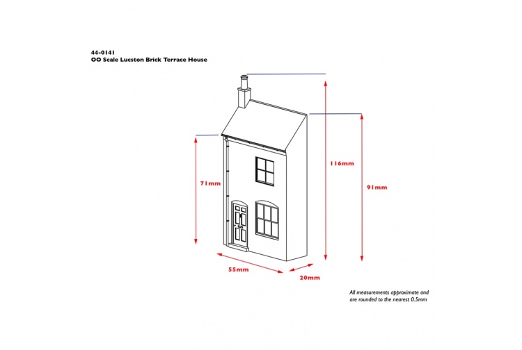 Bachmann Scenecraft 44-0141 Low Relief Lucston Brick Terrace House Dimensions