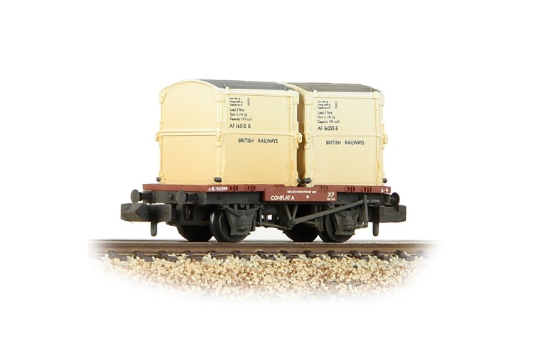bachmann_graham_farish_377-340b_conflat_wagon_br_bauxite_early_with_2_br_white_af_containers