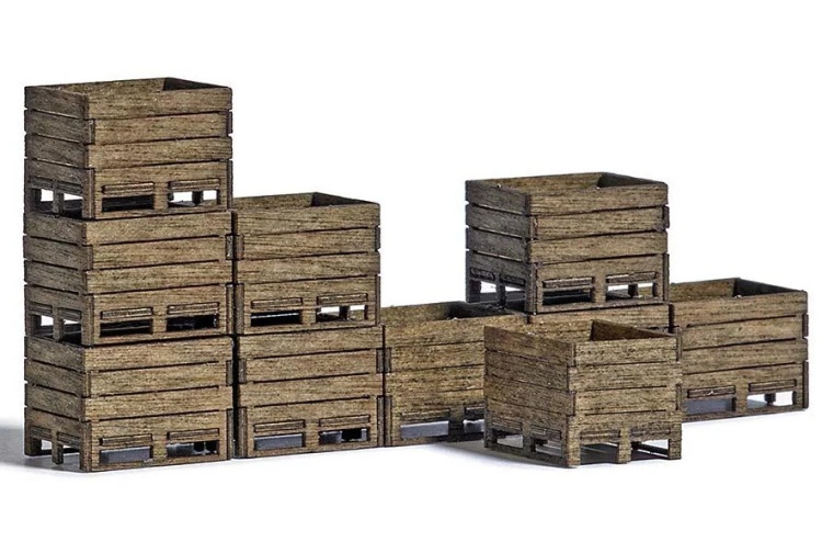 Busch 1980 Wooden Harvest Crates OO/HO Scale Wooden Kit (Pack of 10)