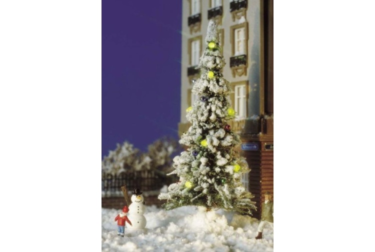 Busch 5409 OO / HO Scale Snow Covered Christmas Tree With Candles And Snowman