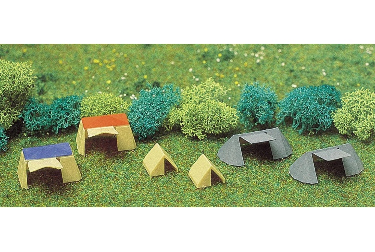 Busch 8120 N Scale Assorted Tents With Grass Sheet (Pack of 6)