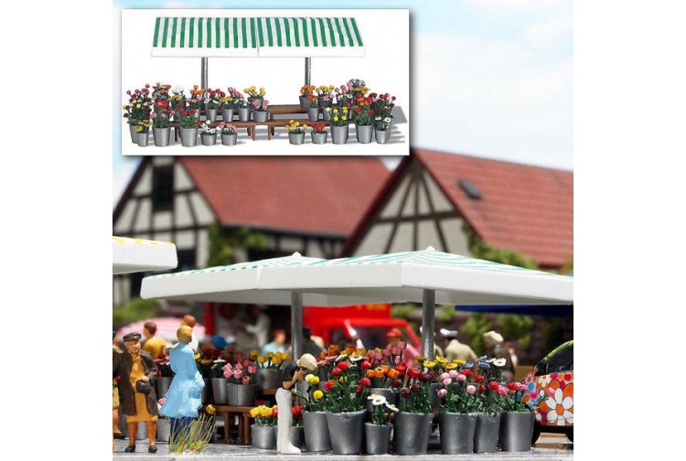 Busch 1072 Flower Market Stall HO/OO Gauge Plastic Kit