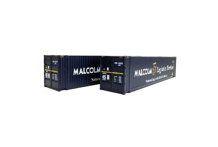 Dapol 4F-028-004 OO Scale 45ft Hi-Cube Shipping Containers Malcolm Logistics Weathered (Pack of 2)