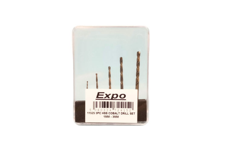 expo-11525-5-piece-hss-cobalt-drill-set-1mm-3mm