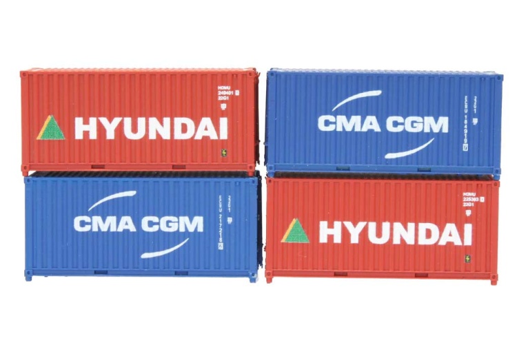 gaugemaster-da2f-028-202-20-ft-hyundai-and-cma-cgm-4-pack-containers-n-gauge