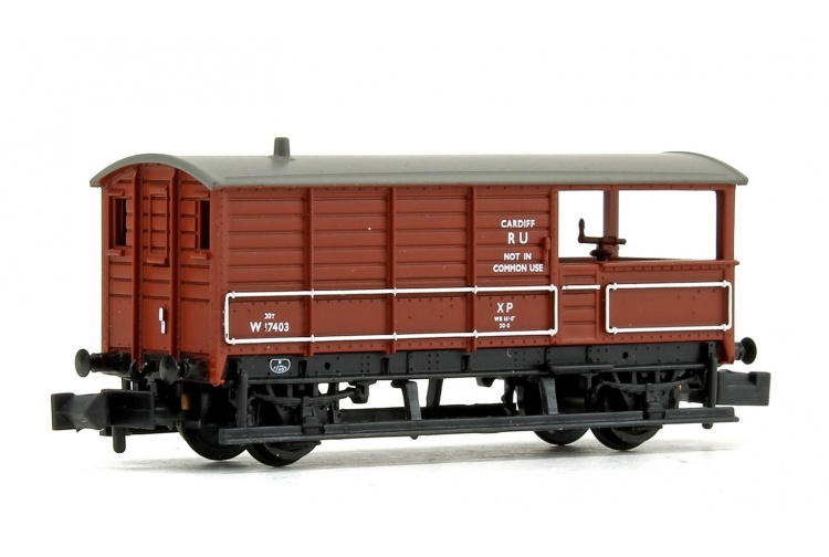 Graham Farish 377-377A 20 Ton Toad Brake Van BR Bauxite (Early) Front Left