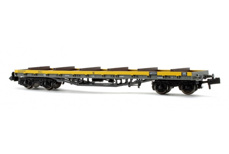 Graham Farish 377-603A 80 Tonne GLW BDA Bogie Bolster Wagon Departmental Yellow With Load Right Side