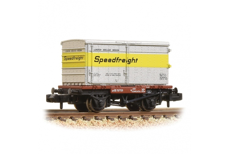 Graham Farish 377-345 Conflat with Unvented Alloy BA Container Speedfreight