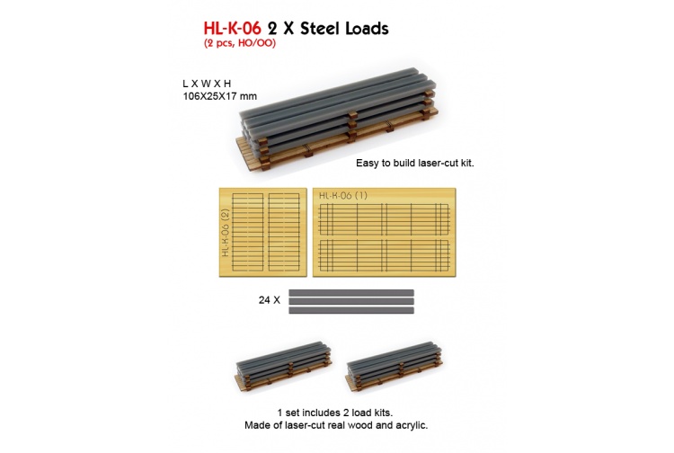 Proses HL-K-06 Steel Wagon Loads (Pack of 2) OO Gauge Laser Cut Kit