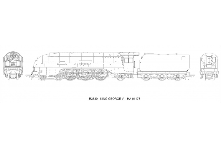 Hornby R3639 LMS Streamlined Princess Coronation Class 'King George VI' Line Drawing