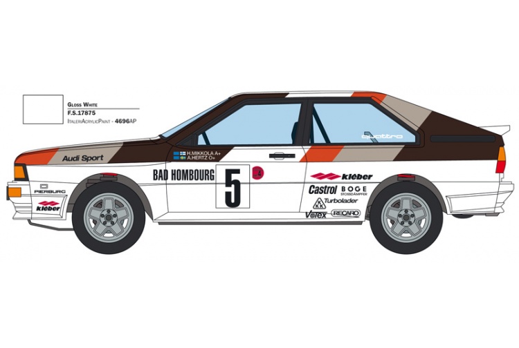 Italeri 3642 Audi Quattro Rally Decal Layout