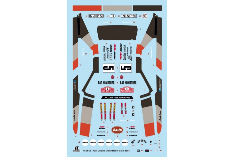 Italeri 3642 Audi Quattro Rally Decals