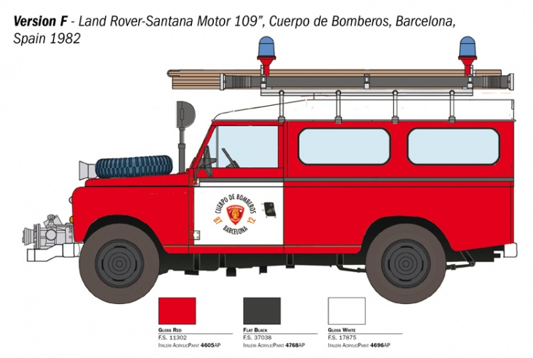 Italeri 3660 Land Rover Fire Truck Decals Layout Barcelona