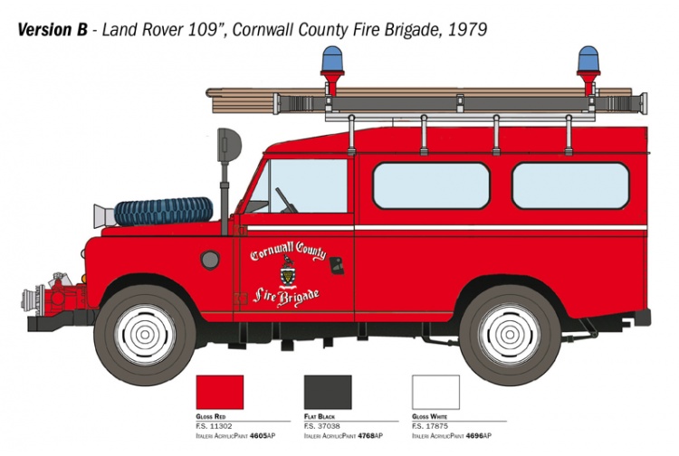 Italeri 3660 Land Rover Fire Truck Decals Layout Cornwall