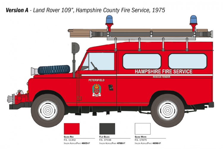 Italeri 3660 Land Rover Fire Truck Decals Layout Hampshire