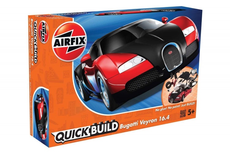 Airfix J6020 Quick Build Bugatti Veyron - Black and Red Model Car Kit box