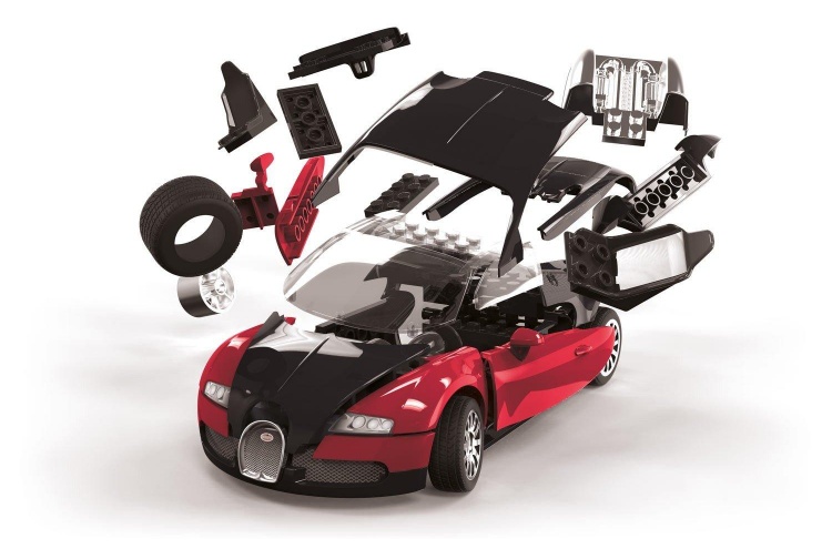 Airfix J6020 Quick Build Bugatti Veyron - Black and Red Model Car Kit