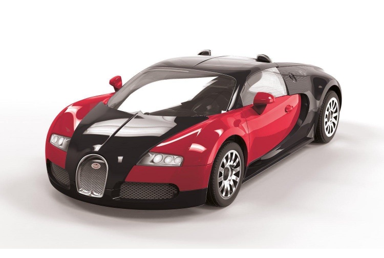 Airfix J6020 Quick Build Bugatti Veyron - Black and Red Model Car Kit assembled