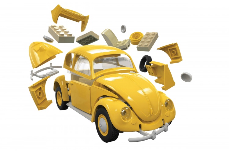 Airfix J6023 Quick Build VW Beetle Yellow Exploded