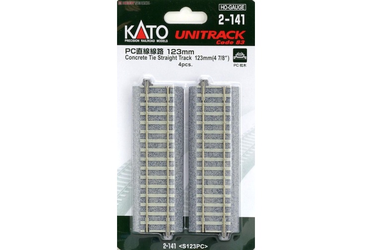 Kato 2-141 Unitrack (S123PC) HO Gauge CS Straight Track 123mm 4pcs