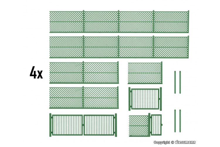 Kibri 38603 280cm Green Mesh Wire Fence HO/OO Gauge Kit Contents