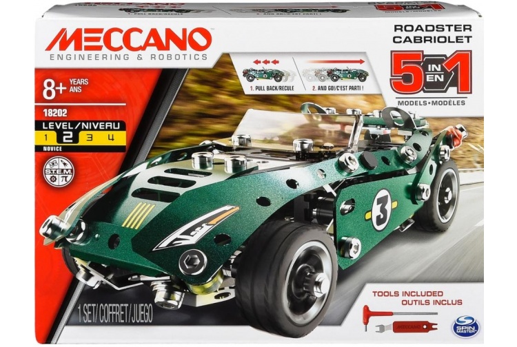 Meccano 18202 5 In 1 Roadster Pull Back Car - Package