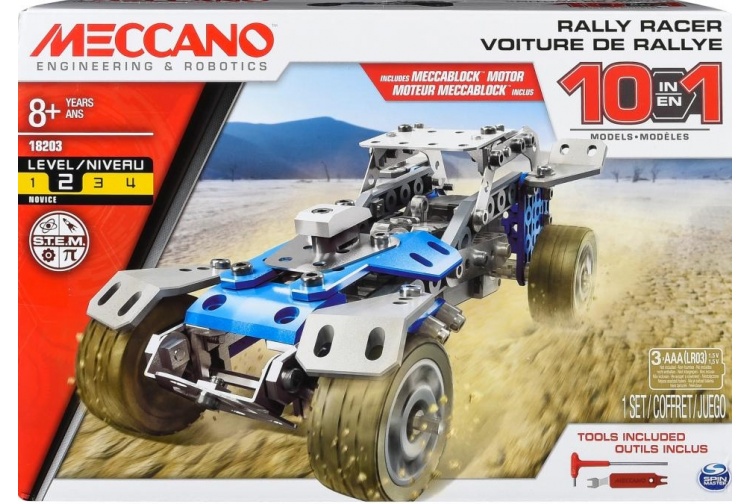 Meccano 18203 10 In 1 Rally Racer Model Vehicle Package