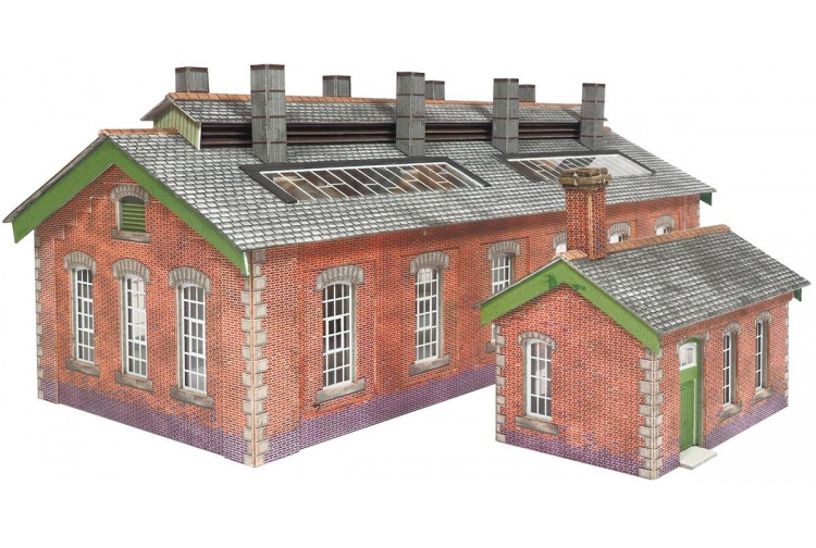 Metcalfe PN913 Double Track Engine Shed Red Brick Card Kit Rear