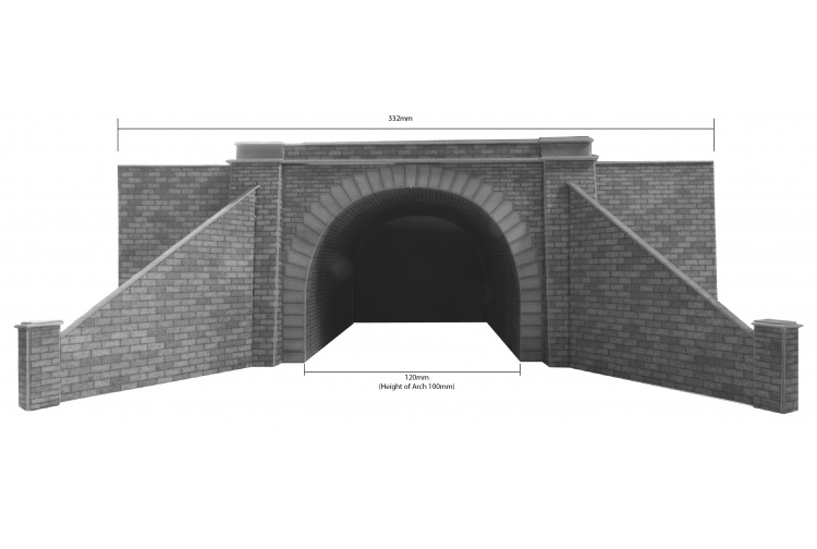 Metcalfe PO242 Double Track Tunnel Entrance Card Kit Dimensions